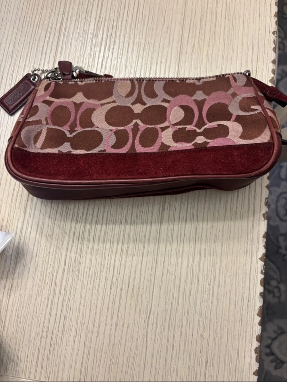 Coach Monogram purse in Burgundy and Pink - Picture 4 of 9